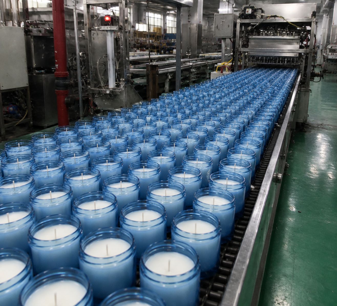Private label candles on the production line